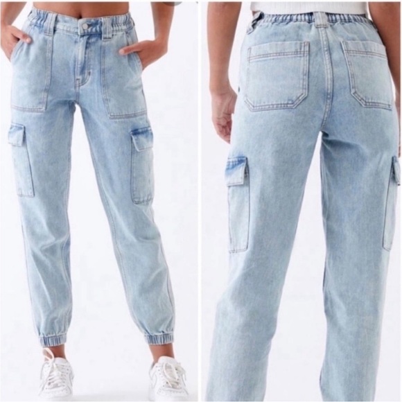 PacSun Denim - Pacsun High Rise Baggy Cargo Light Wash Jogger Jeans Size M